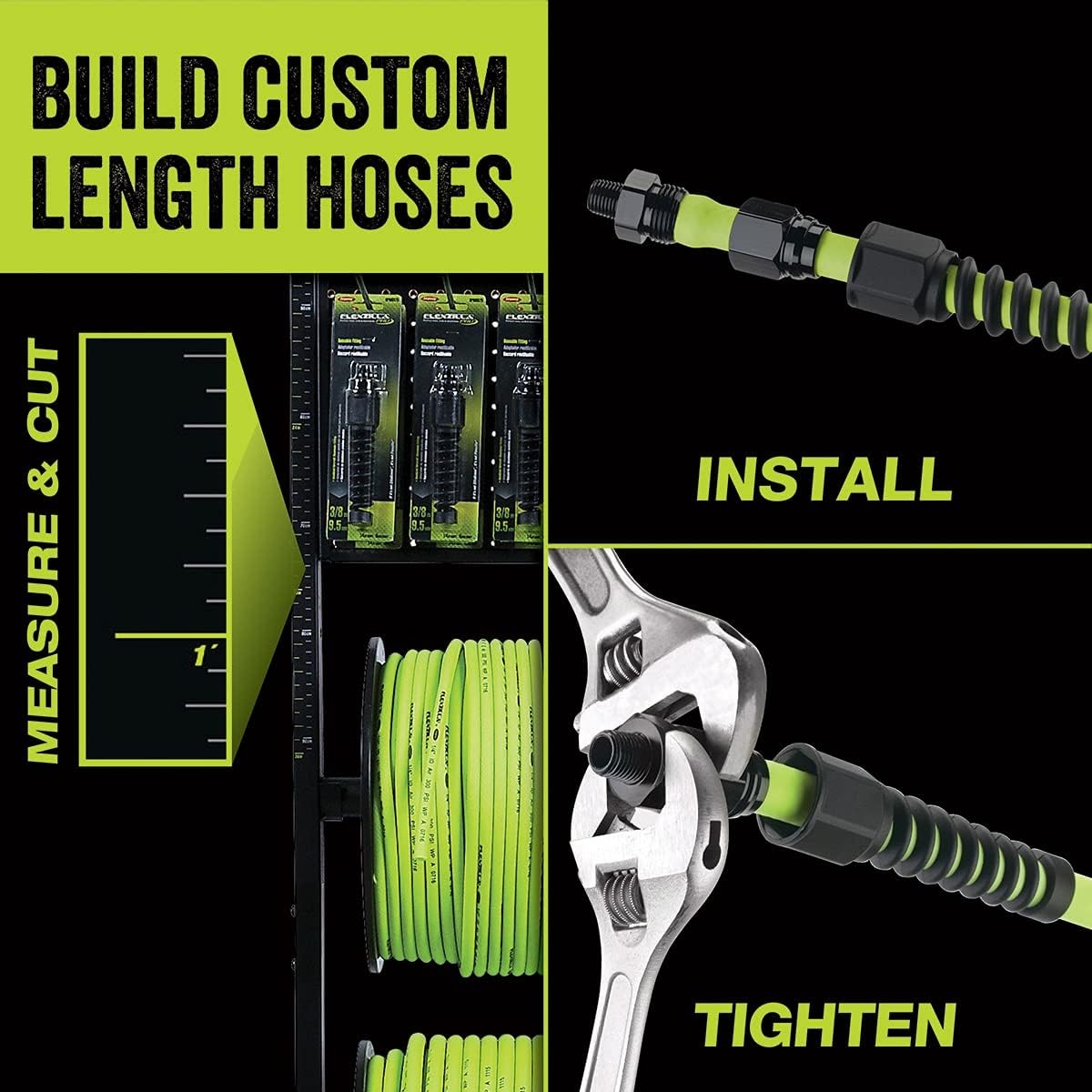 imageFlexzilla Pro Air Hose Bulk Plastic Spool 12 in x 250 ft Heavy Duty Lightweight Hybrid ZillaGreen HFZ12250YW