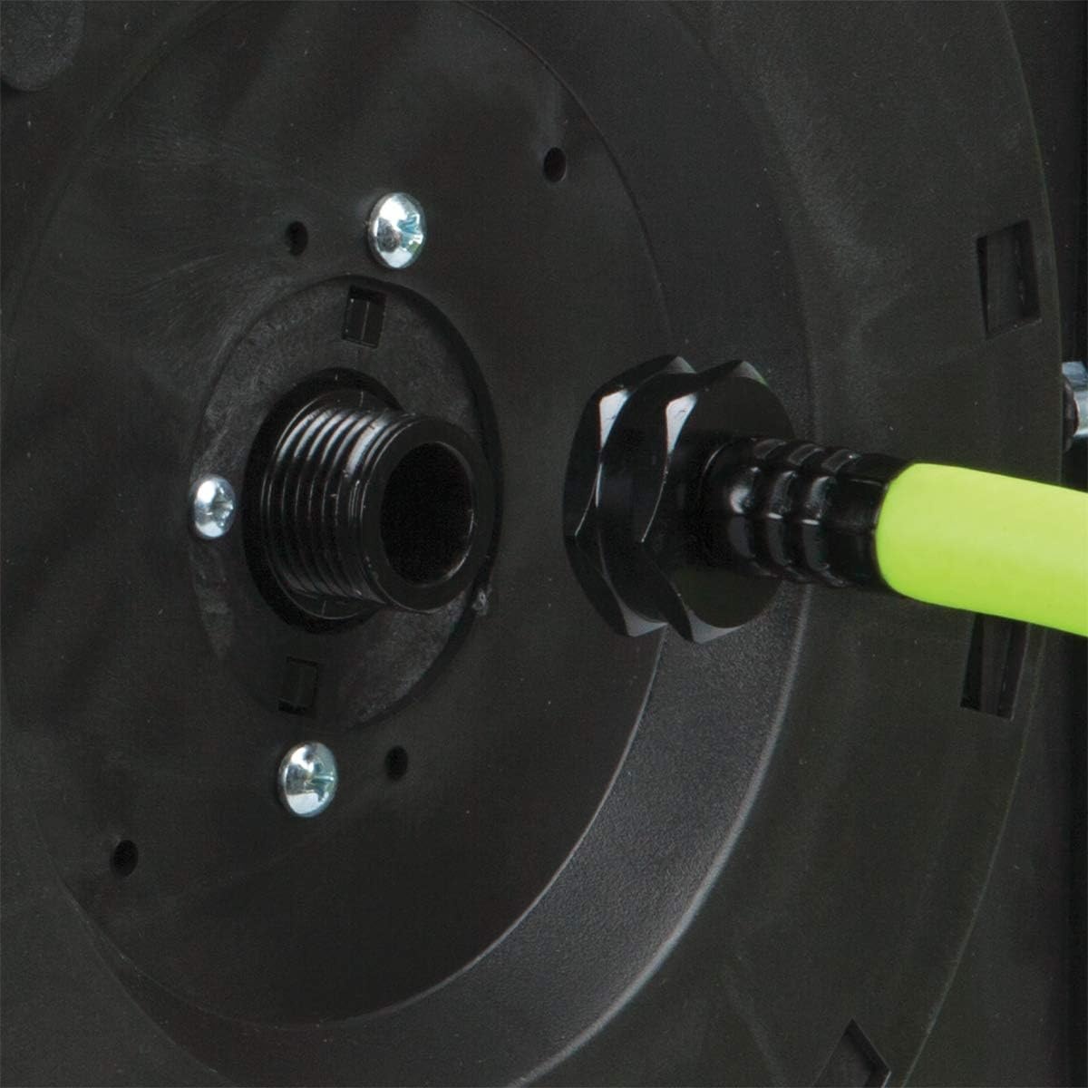 imageFlexzilla Pro Levelwind Retractable Air Hose Reel 12 in x 50 ft Heavy Duty Lightweight Hybrid ZillaGreen L8335FZ38 inches x 75 feet