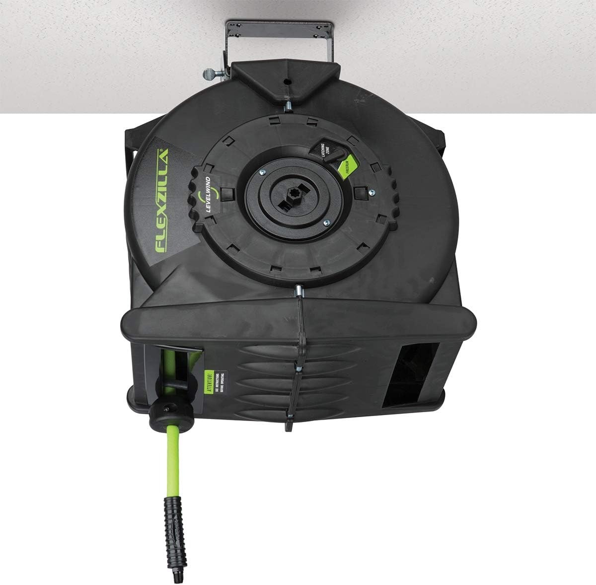 imageFlexzilla Pro Levelwind Retractable Air Hose Reel 12 in x 50 ft Heavy Duty Lightweight Hybrid ZillaGreen L8335FZ38 inches x 75 feet