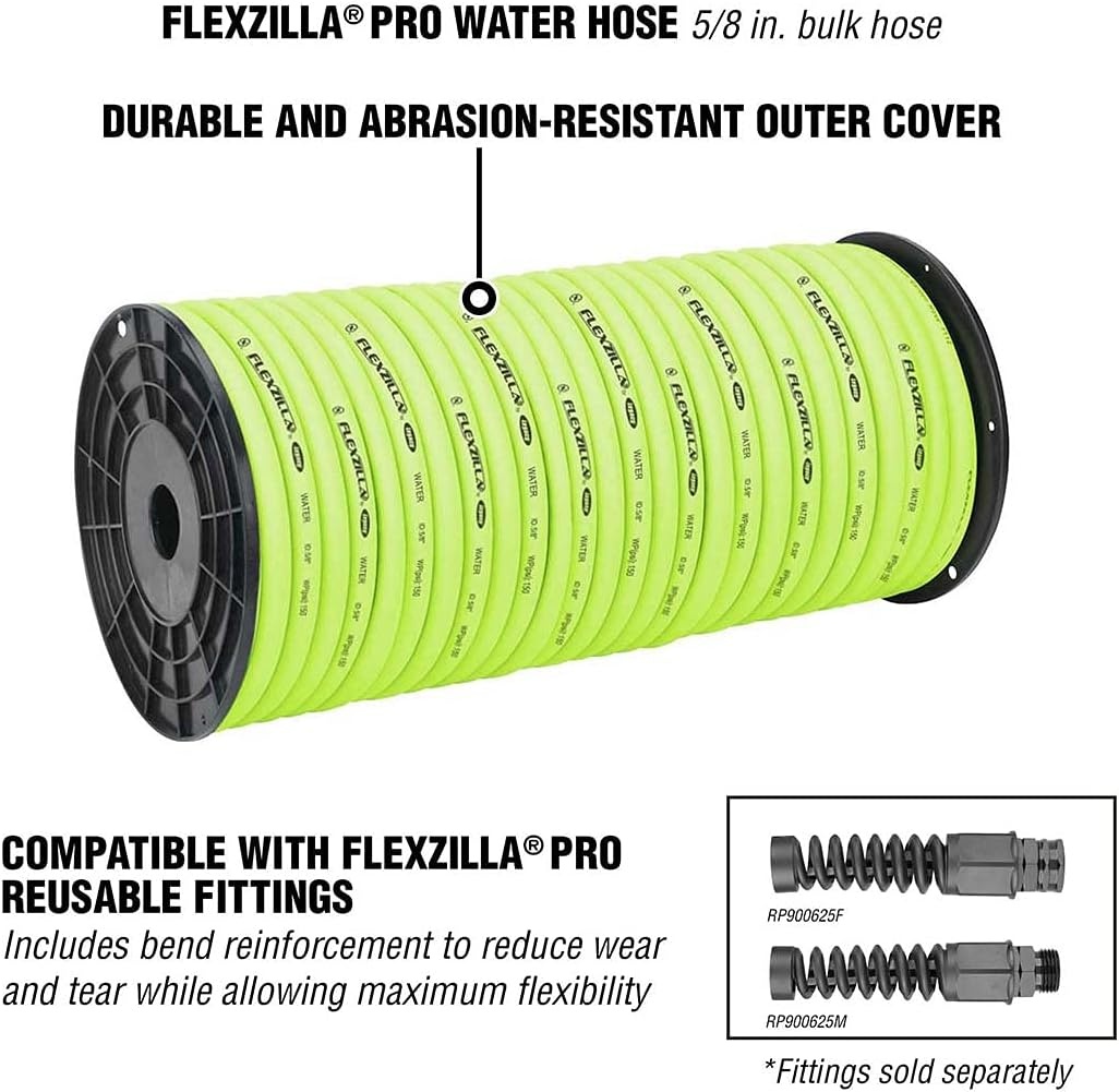 imageFlexzilla Pro Water Hose Bulk Plastic Spool 58 in x 250 ft Heavy Duty Lightweight ZillaGreen HFZ58250YWWater Hose