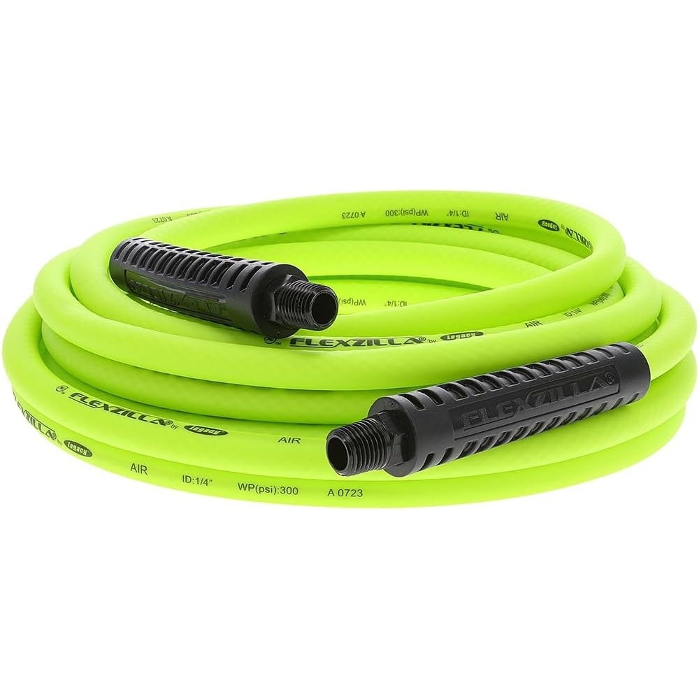 imageFlexzilla Air Hose 38 in x 50 ft 14 in MNPT Fittings Heavy Duty Lightweight Hybrid ZillaGreen HFZ3850YW214