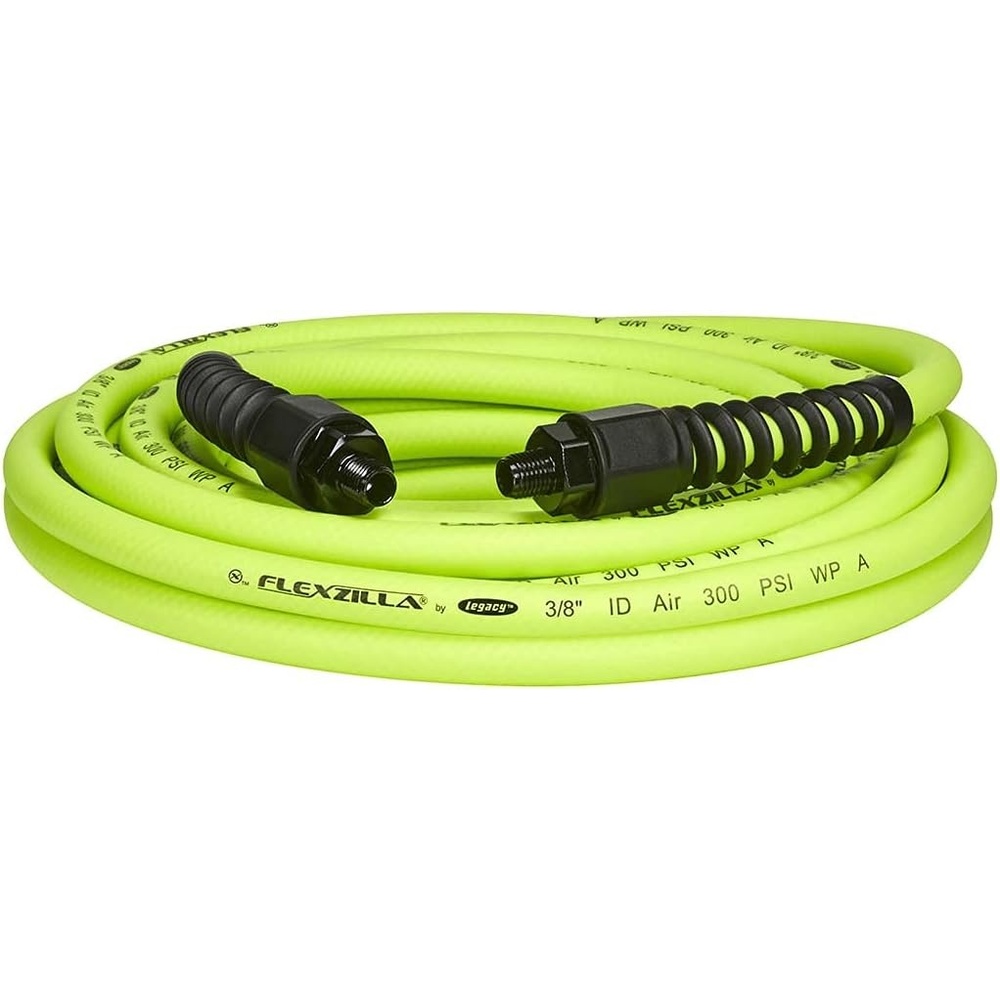 imageFlexzilla Pro Air Hose with ColorConnex Industrial Type D Coupler and Plug 38 in x 50 ft HFZP3850YW2DFlexzilla