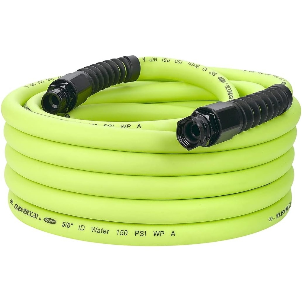 imageFlexzilla Pro Water Hose with Reusable Fittings 58 in x 50 ft Heavy Duty Lightweight ZillaGreen  HFZWP550E58 inches x 50 feet