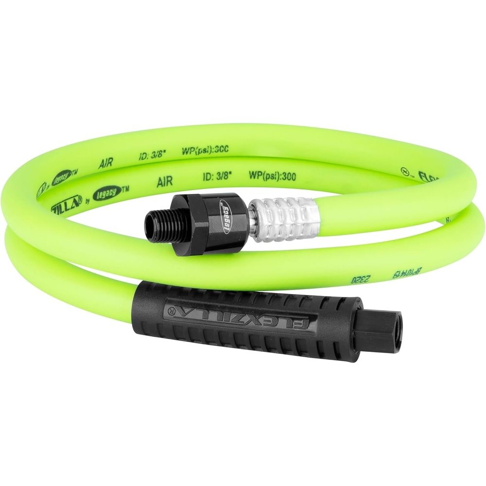 imageFlexzilla Swivel Whip Air Hose 38 in x 4 ft 14 MNPT Ball Swivel x 14 FNPT Ends Heavy Duty Lightweight Hybrid ZillaGreen  HFZ3804YW2B1104 Ounce Pack of 1