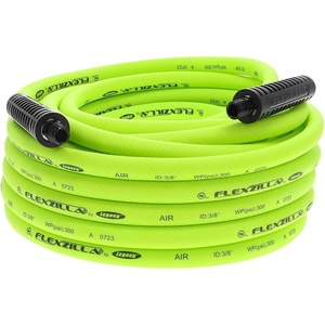 Flexzilla Air Hose, 3/8 in. x 50 ft., 1/4 in. MNPT Fittings, Heavy Duty, Lightweight, Hybrid, ZillaGreen – HFZ3850YW2(3/8″)