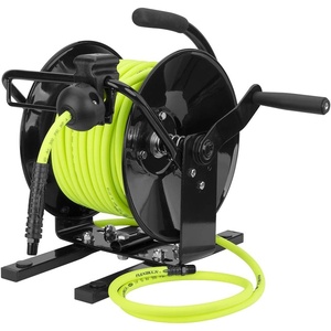 Flexzilla Manual Open Face Air Hose Reel, 1/4 in. x 100 ft. Heavy Duty, Lightweight, Hybrid, ZillaGreen – L8654FZ