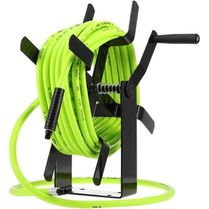 Flexzilla Manual Open Face Air Hose Reel, 3/8 in. x 50 ft., Heavy Duty, Lightweight, Hybrid, ZillaGreen – L8550FZ(3/8″ (inches) x 50′ (feet))
