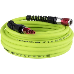 Flexzilla Pro Air Hose with ColorConnex Industrial Type D Coupler and Plug, 3/8 in. x 50 ft. – HFZP3850YW2-D(Flexzilla with Plug & Coupler)