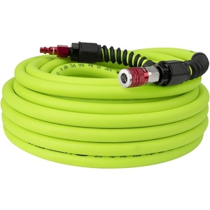 Flexzilla Pro Air Hose with ColorConnex Industrial Type D Coupler and Plug, 3/8 in. x 50 ft. – HFZP3850YW2-D(Green)