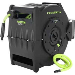 Flexzilla Pro Levelwind Retractable Air Hose Reel, 1/2 in. x 50 ft., Heavy Duty, Lightweight, Hybrid, ZillaGreen – L8335FZ(1/2″ (inches) x 50′ (feet))